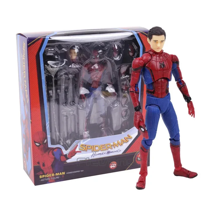 

Marvel Avengers Anime Figures Magnetic Suction Joint MAFEX 047 Spider Man Figurines Car Decoration Doll Model Kids Toy Fans Gift