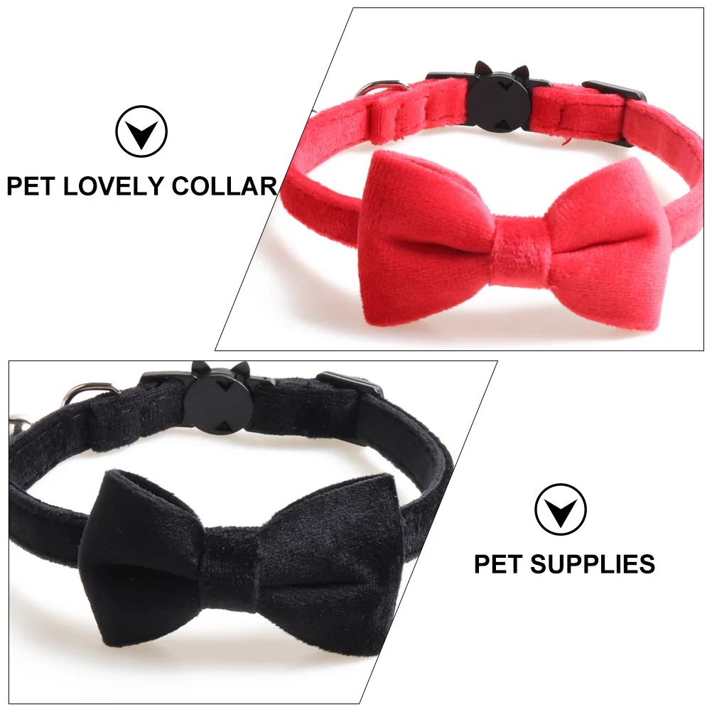 

3 Pcs Bow Cat Necklace Collar Dog with Safety Buckle Kitten Collars Pet for Cats Tie The