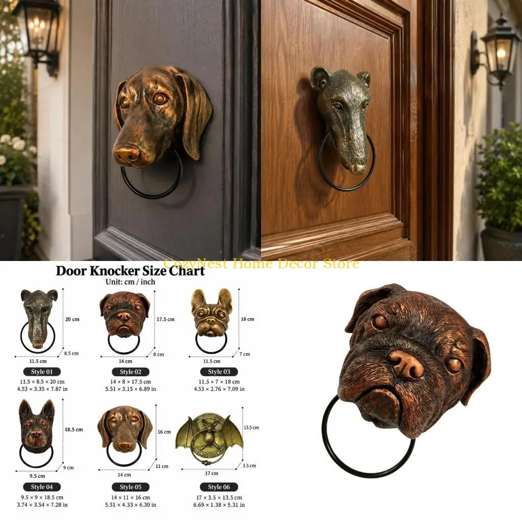 92MF Decorative Door Knocker with Raised Animal-Head Entry Detail