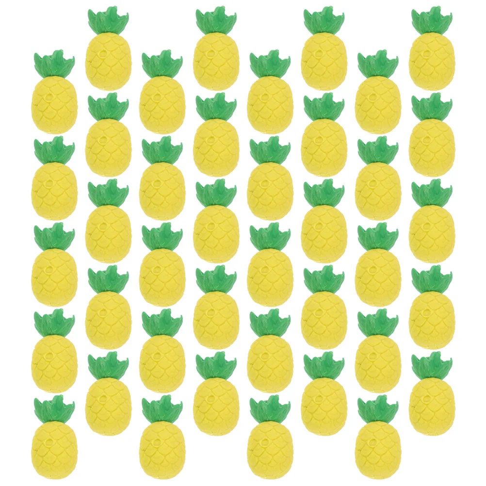 

40 Pcs Pineapple Eraser Erasers School Pencil Miniature Yellow Classroom Pupils