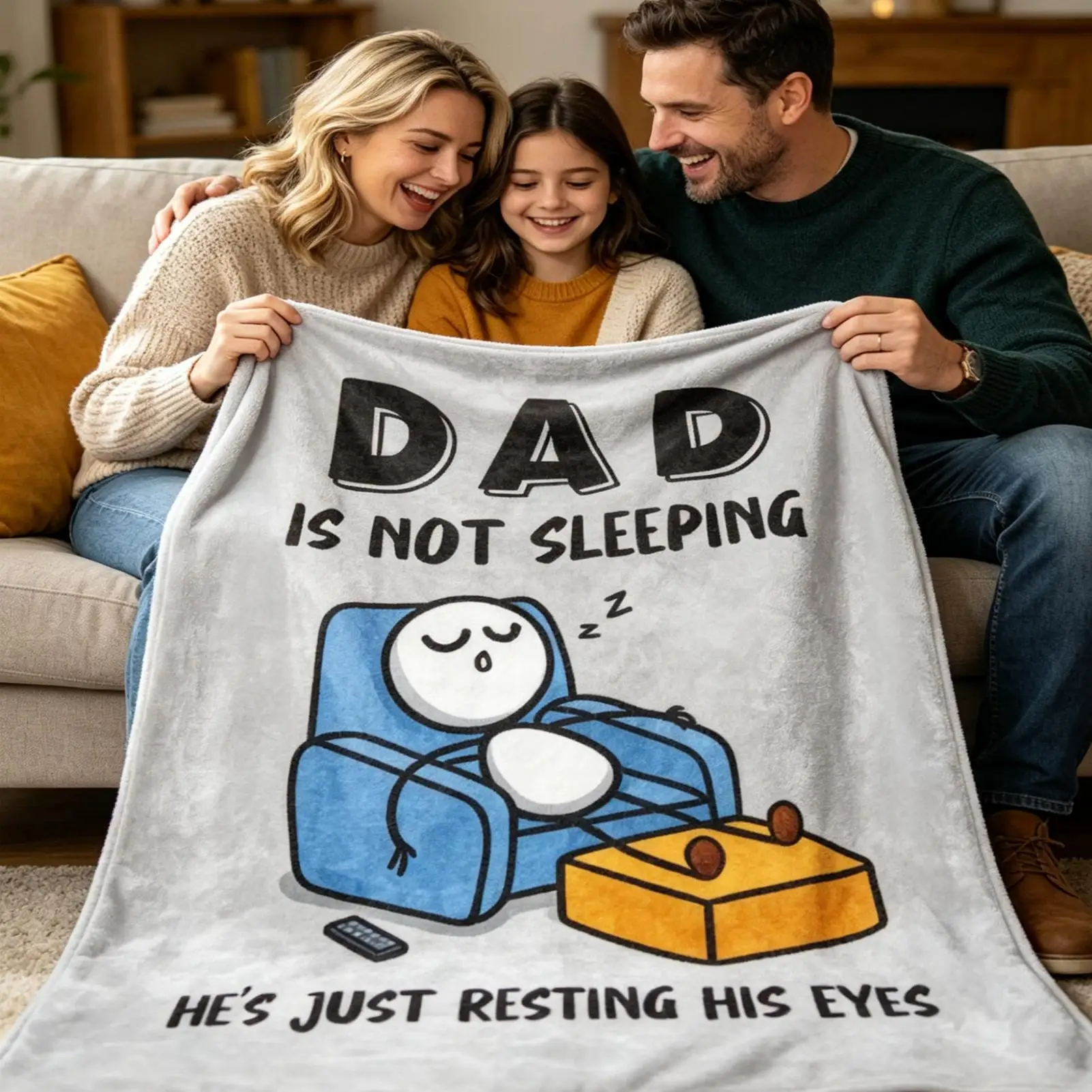 Dad Is Not Sleeping He's Just Resting His Eyes Funny Fleece Blanket Gift for Father Dad Joke Throw Home Decor Cozy Bedding