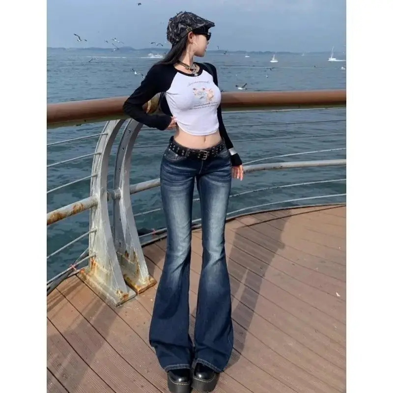 

Y2K High Waist Slim Fit Casual Women's Jeans Retro Denim Pants Straight Leg Clean Fit PVC Material ex Neutral Sle