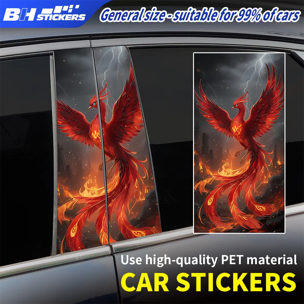 

2Pcs Mythical Phoenix Car Door Window Pillar Post Decor Stickers Creative Graphics Vinyl Decal Auto Body Wrap Car Accessories