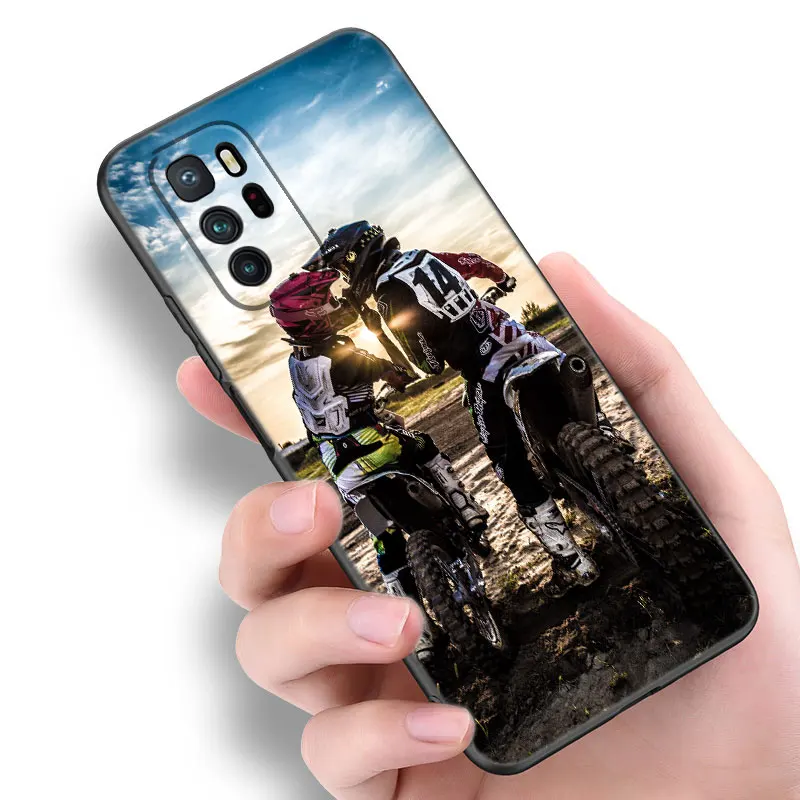 Moto Cross Motorcycle Sports Black Silicone Phone Case For Xiaomi Redmi Note 10 11 11S 12 13 4G 8 9 11T Pro 5G + 8T 9S 10S 12S