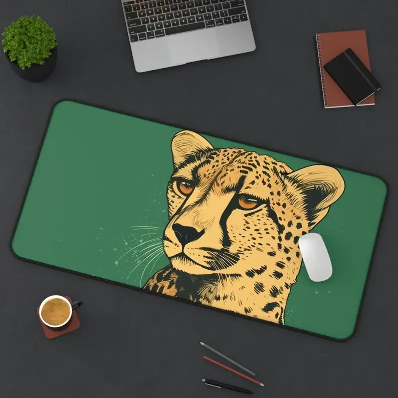 

Cheetah Pattern Table Mat, Green Nature Landscape XXL Mousepad, Non-slip Waterproof Gaming Mouse Pad, Suitable for Work and Play