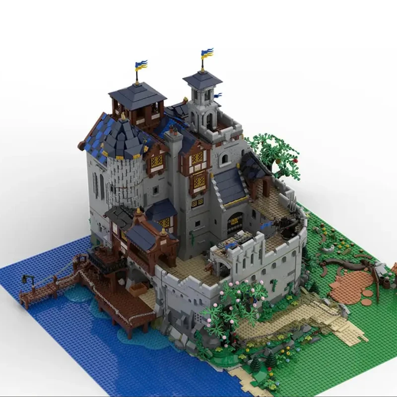 NEW 10648pcs European Medieval Street View Black Falcon Royal Castle model DIY creative ideas Retro childToy BirthdayGift blocks