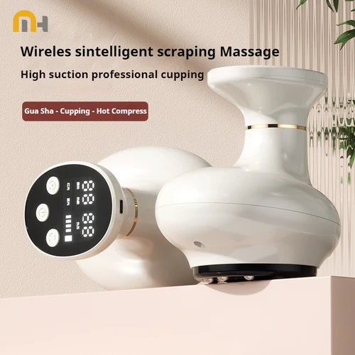 Imagen 1 del producto Masajeador eléctrico Guasha para raspar, masajeador corporal para el hogar, latas de vacío, ventosa, quemador de grasa con calefacción, masajeador anticelulítico