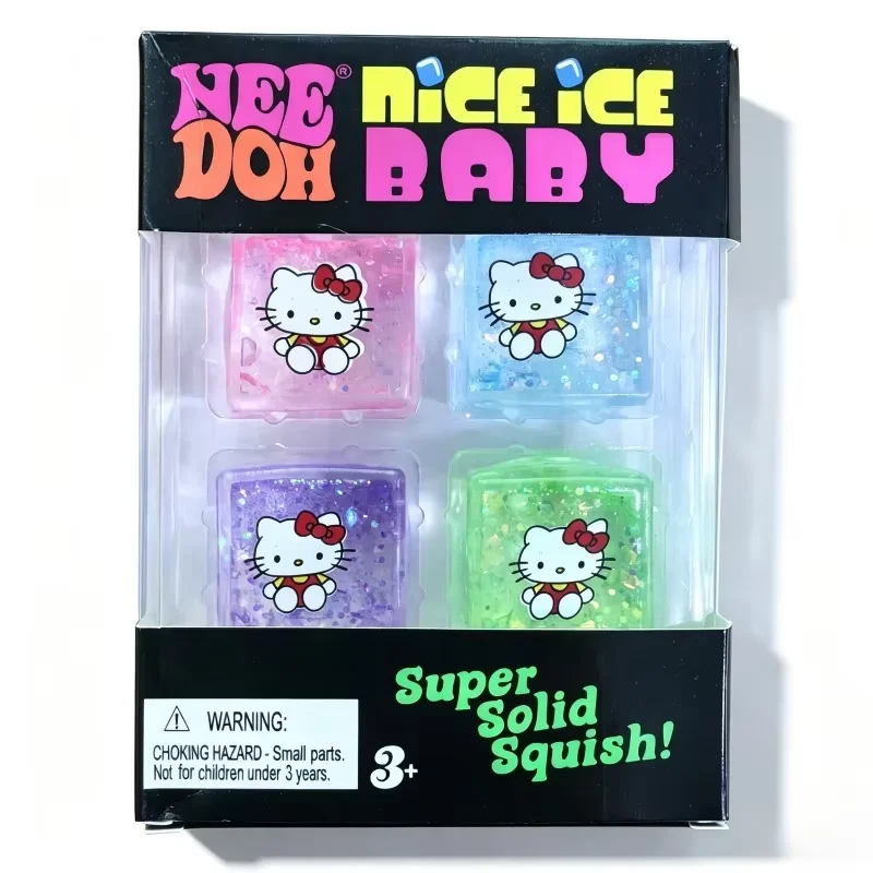 NeeDoh Nice Ice Baby Squish Fidget Toy 4Pcs Solid Cube Stress Relief Squeeze Toy For Kids Gift 6 Styles Available