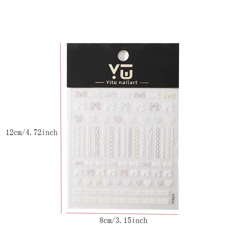 1 قطعة القوس القلب الحب ملصقات الأظافر ذاتية اللصق تنقش الحياكة القوس مسمار الفن زينة الشارات الإكسسوار #6