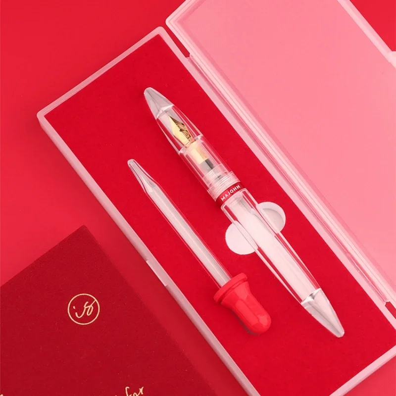 MAJOHN Fountain Pen M2 Transparent Large-Capacity Fully Ink Storing Iridium Nib 0.38/0.5mm School Stationery Gift Office Supplie