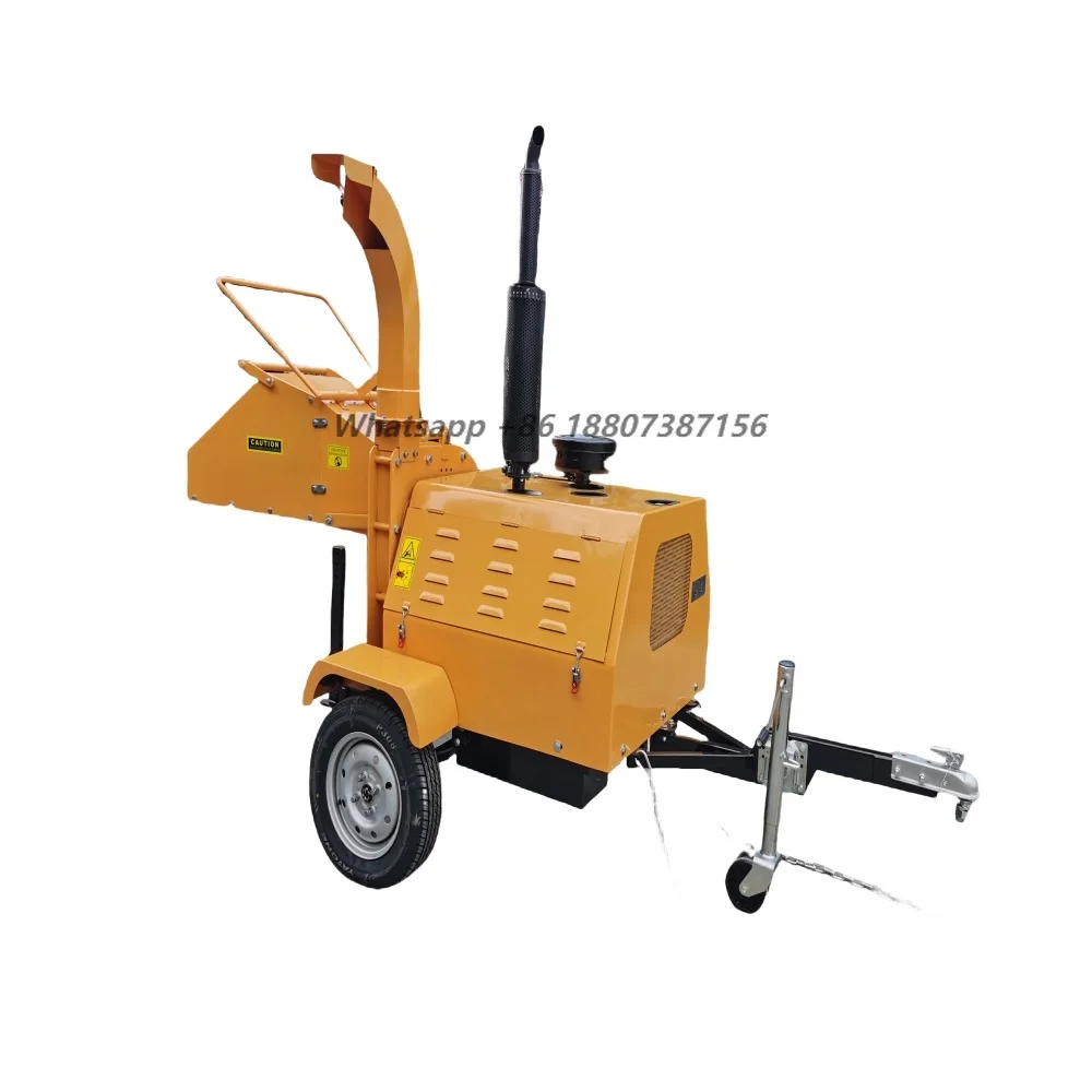 Ce Mobile 35HP  Hydraulic Feed Garden Forestry Waste Tree Branches Log Drum Shredder Crusher Grinder Wood Chipper Machine