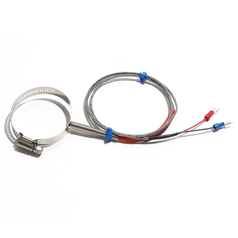 1PC K-type E-type PT100 Clamp Hoop Patch Temperature Sensor Probe Adjustable Diameter 21-44mm/40-63mm/72-95mm 1M/2M/3M