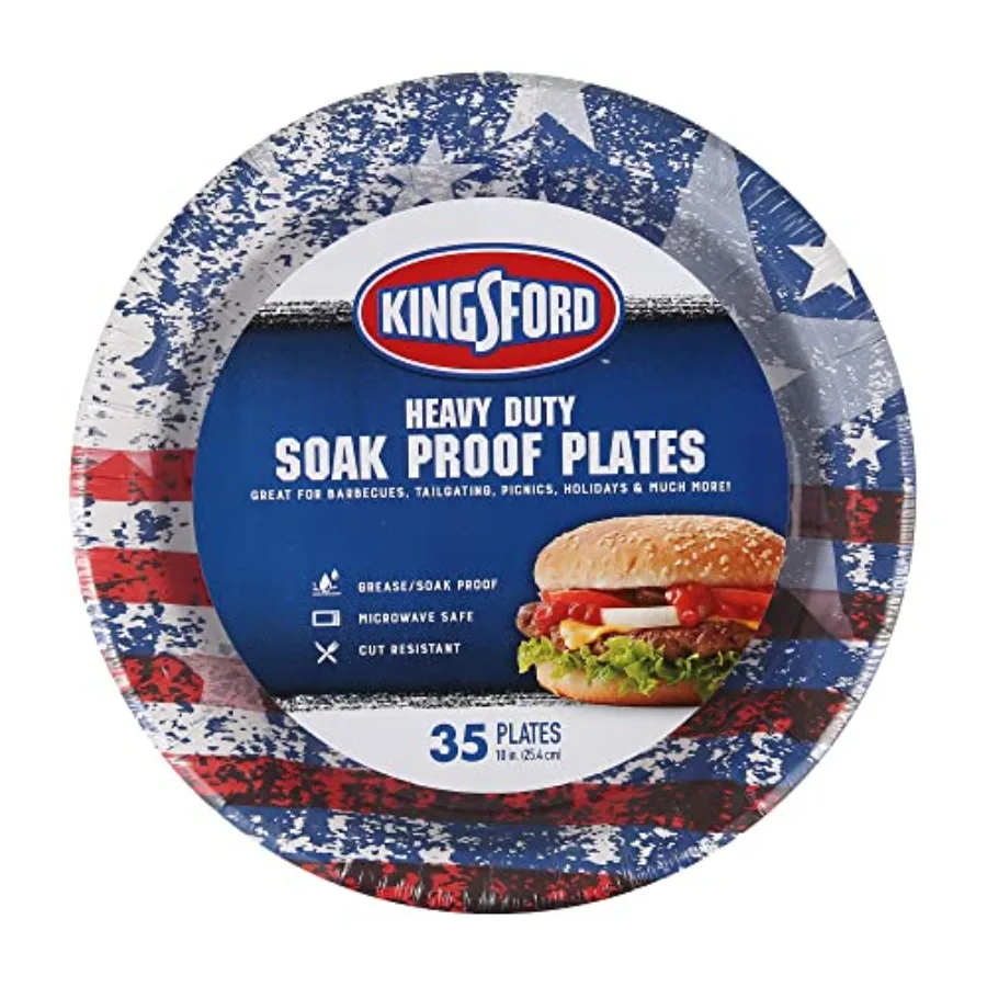 10 Inch Heavy Duty Paper Plates, 50 Count Disposable Round White Dinner Plates for BBQ Cookouts Tailgates Camping Picnics, Stur