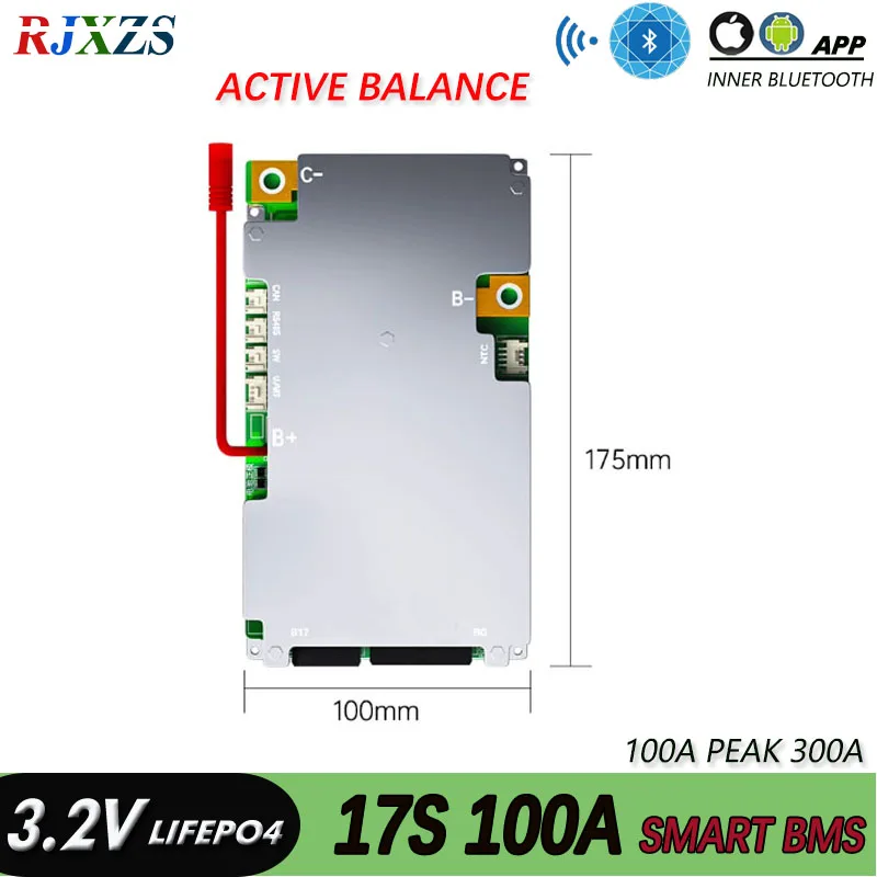 

XiaoXiang BMS 10S-17S 100A Bluetooth LiFePO4 Active Balance PCM With Bluetooth-Compatible APP RS485 CAN