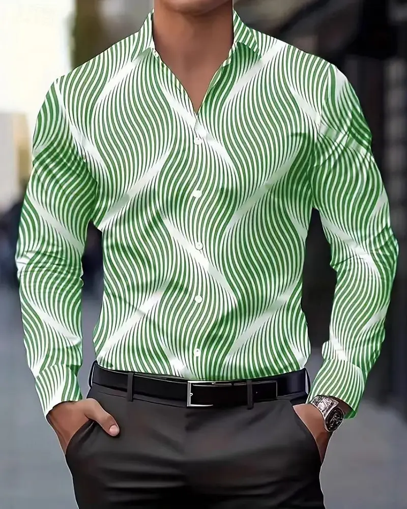 Men's Shirt Casual Shirt Beach Shirt Button Up Shirt Long Sleeve Geometric Abstract Lapel Casual Daily Clothing