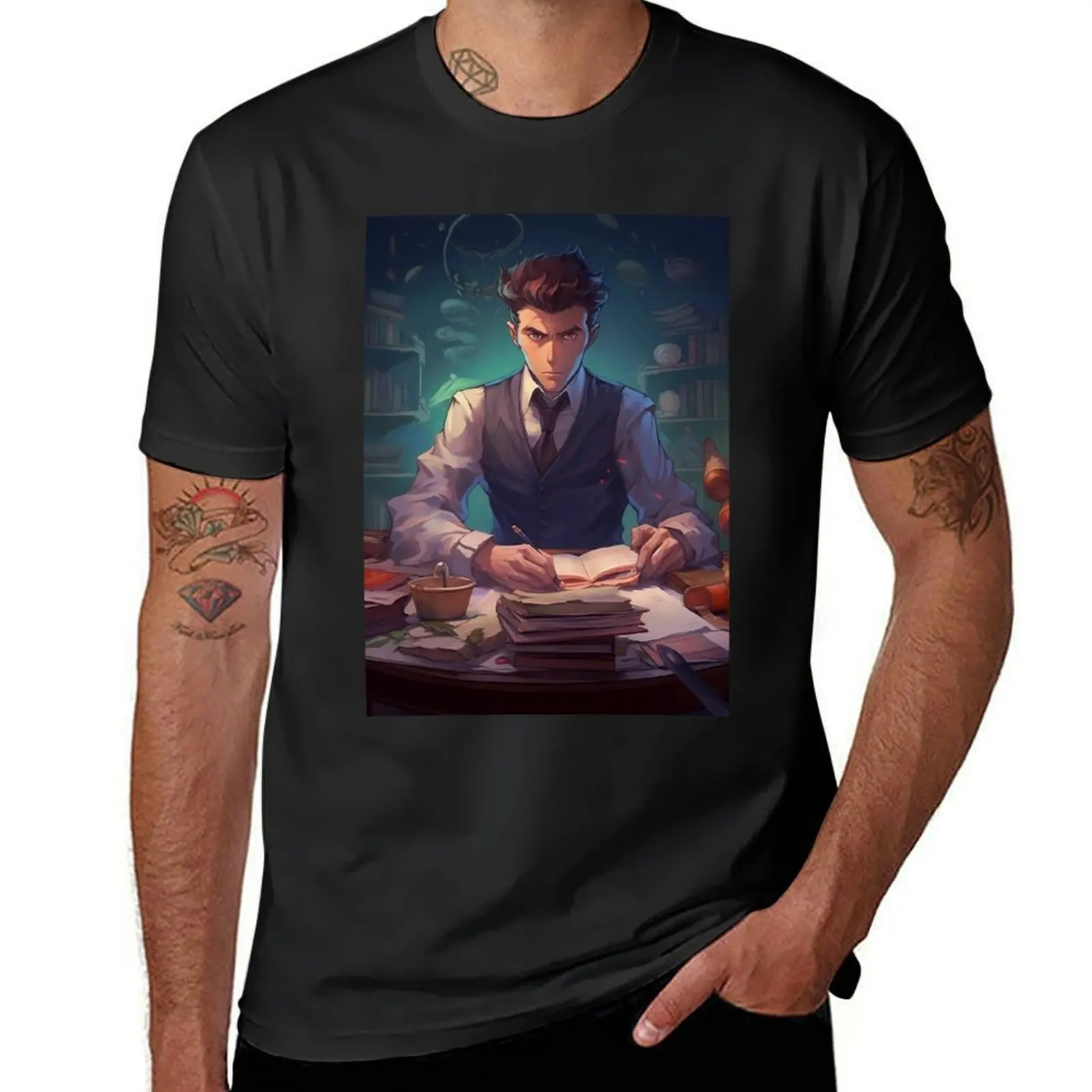 Ludwig Wittgenstein in anime style T-Shirt aesthetic clothes plain summer clothes t shirts for men graphic