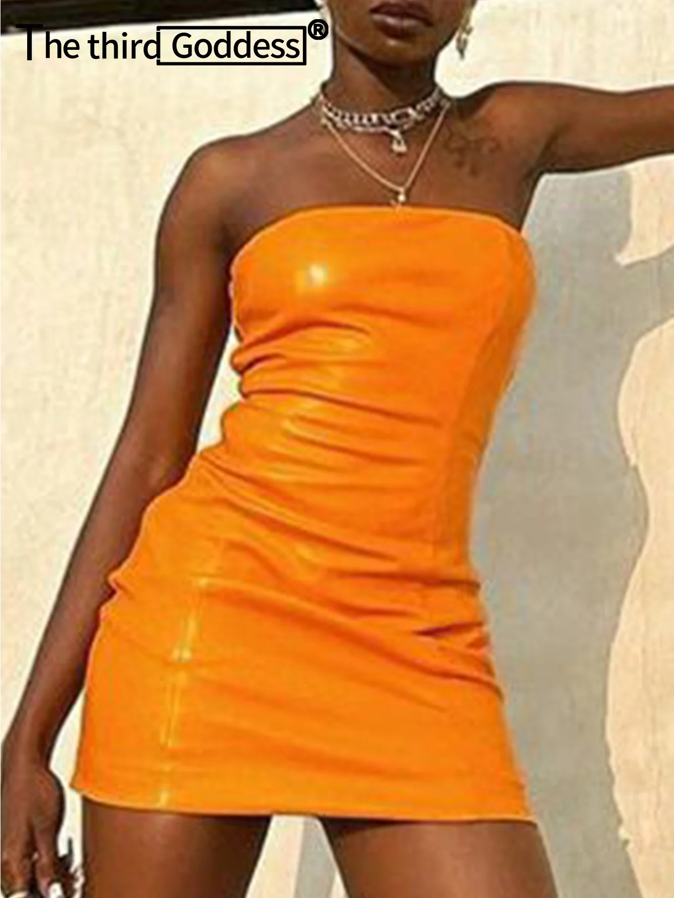 Sexy backless bruin PU lederen zomerjurk vrouwen bodycon korte avondjurken vrouw mini club verjaardag jurk vestidos HL