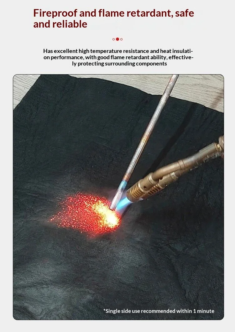 Picture 3: Black Fireproof Welding Blanket High Temperature Insulation Pad Durable Fire Resistant Mat for Welding,Camping Appliance Repa