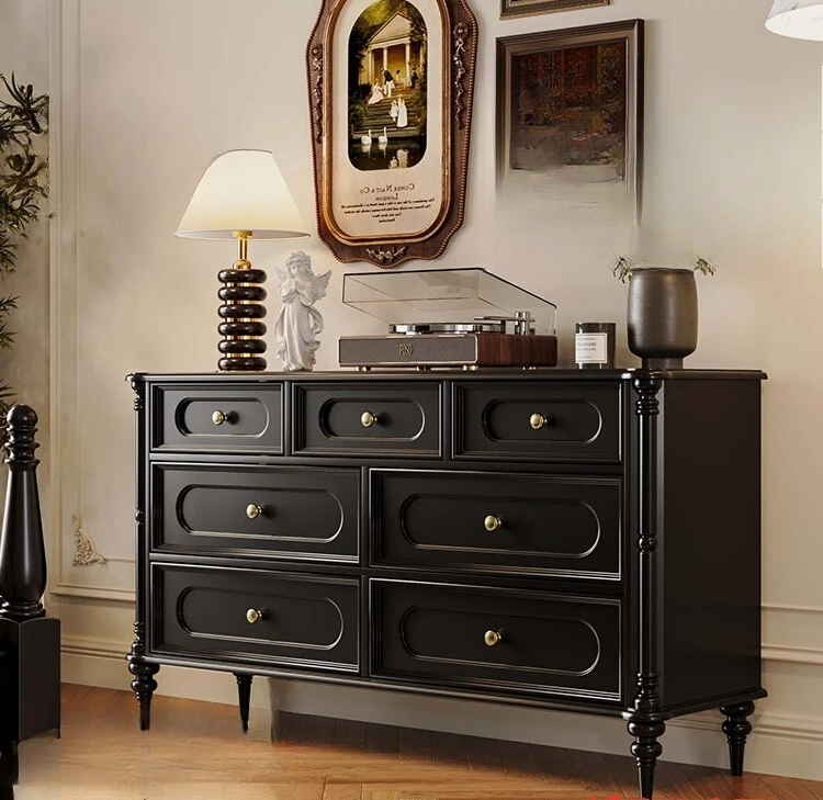 

American retro all-solid wood seven-chest cabinet, locker, living room drawer cabinet, TV cabinet, bedroom storage