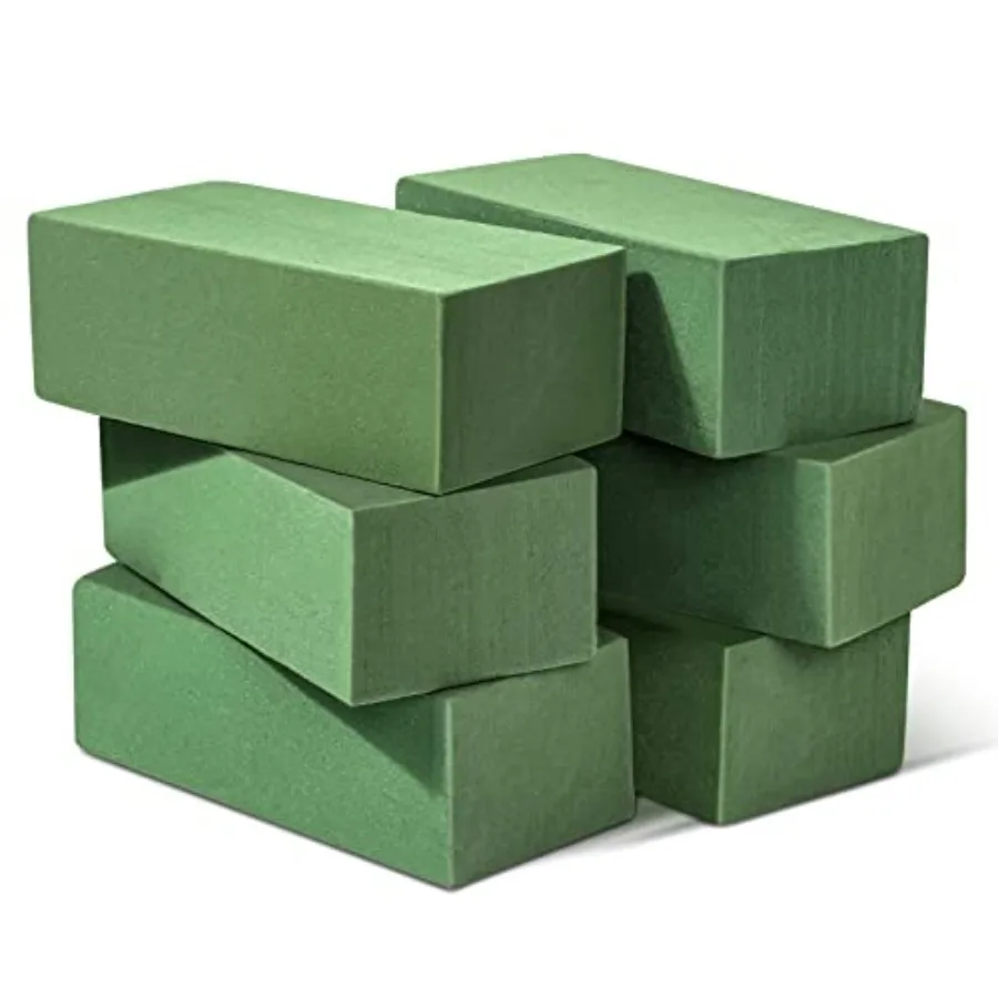 

6 Pcs Floral Foam Blocks for Flower Arrangement r 9" Lx4.3" Wx3" H Wet and Dry Green Floral Foam for Wedding, Birthdays, Home D