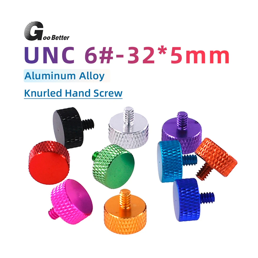 

​​UNC 6-32 x 5mm Aluminum Thumbscrew - Knurled Grip Hand Tighten Bolt with Anodized Finish for Computer Case, 3D Printer