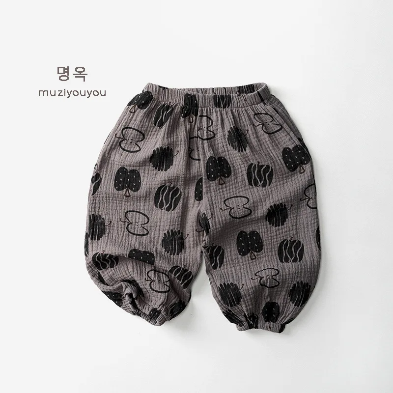 Doppellagige Baumwollgarn-bedruckte, mückensichere Hose für Kinder, 2025, Sommerhose aus reiner Baumwolle, atmungsaktiv, dünne Hose