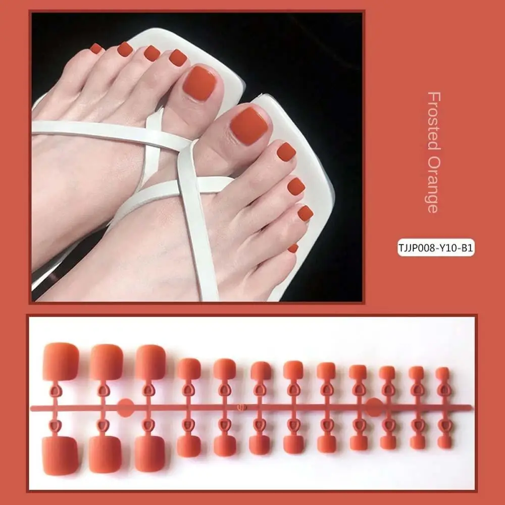 Toenails DIY Nail Art Tip Manicure Matte False Toenails Solid Color Nails Patch Full Cover False Nails Frosted Fake Toe Nails