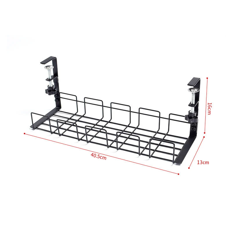 Under-desk Cable Management Rack Hanger Punch free Hanging Wire Storage Organizer Wire Power Board Adapter Holder Basket Shelf