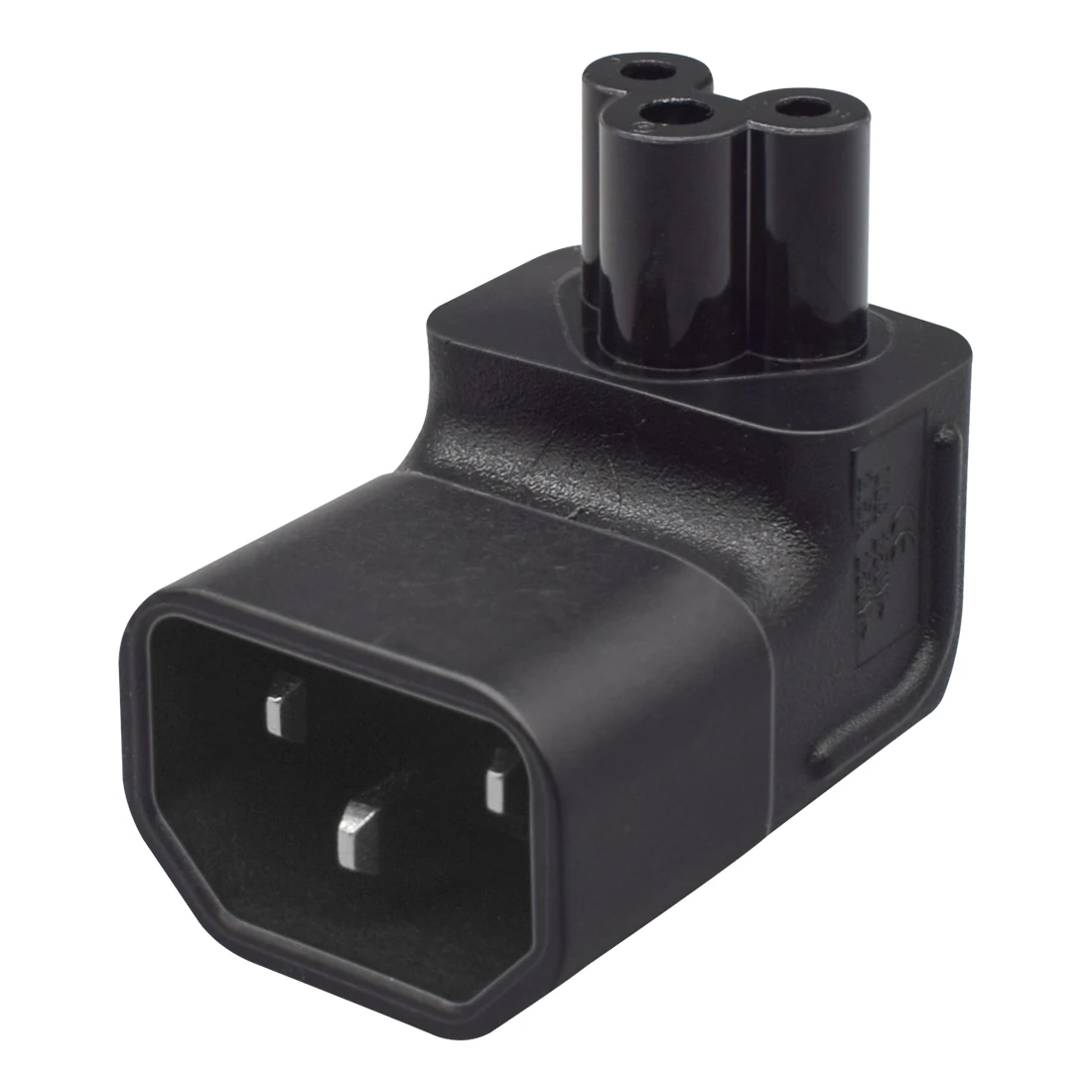 JORINDO IEC320 C14 TO C5/C5 TO C14 AC power adapter, 90 degree right angle side bend power expansion connector