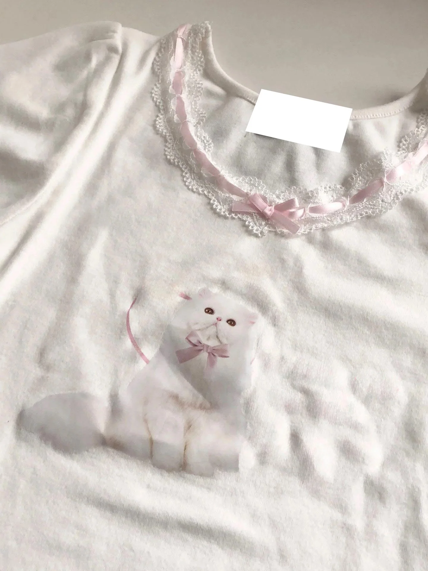 Summer Soft Cotton Short Sleeve T-Shirt Women's Sweet Short Shoulder Design round Neck Top Korean Style Casual Chic  Lace ...