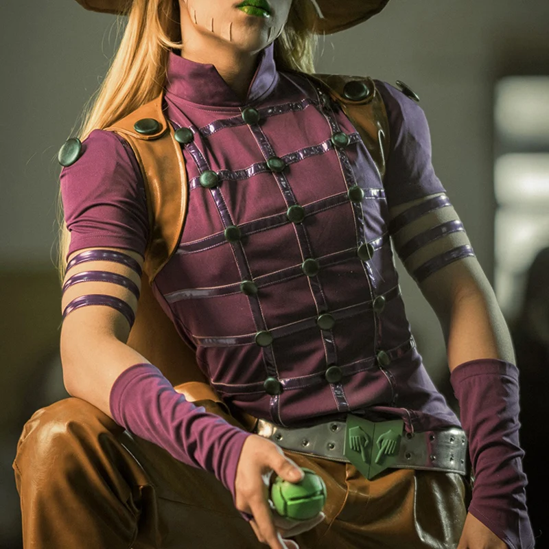 Steel Ball Run Gyro Zeppeli Cosplay JoJo‘s Bizarre Adventure Cosplay Costume Unisex Leather Cloak Cape Uniform Halloween Clothes