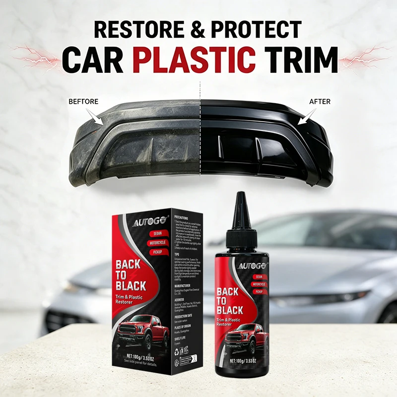 AUTOGO BACK TO BLACK Trim & Plastic Restorer 100g, Car Plastic Trim Restorer for Bumper Fender Mirror Door Trim, UV Protection