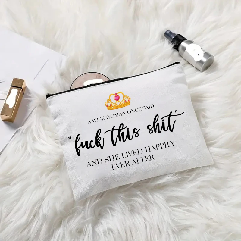 Luck This Shit Makeup Storage Crown Pattern Cosmetic Bags Organizer Perfume Jewelry Storage Clutch Causal Travel Zipper Kits