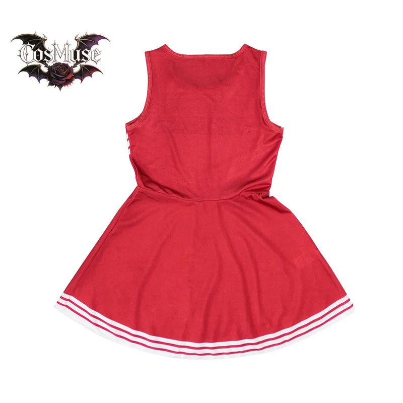 Cheerleading Dance Costume For Women Sleeveless V Neckline Letters Printed Crop Top With Pleated Skirt And 2Pcs Flower Balls