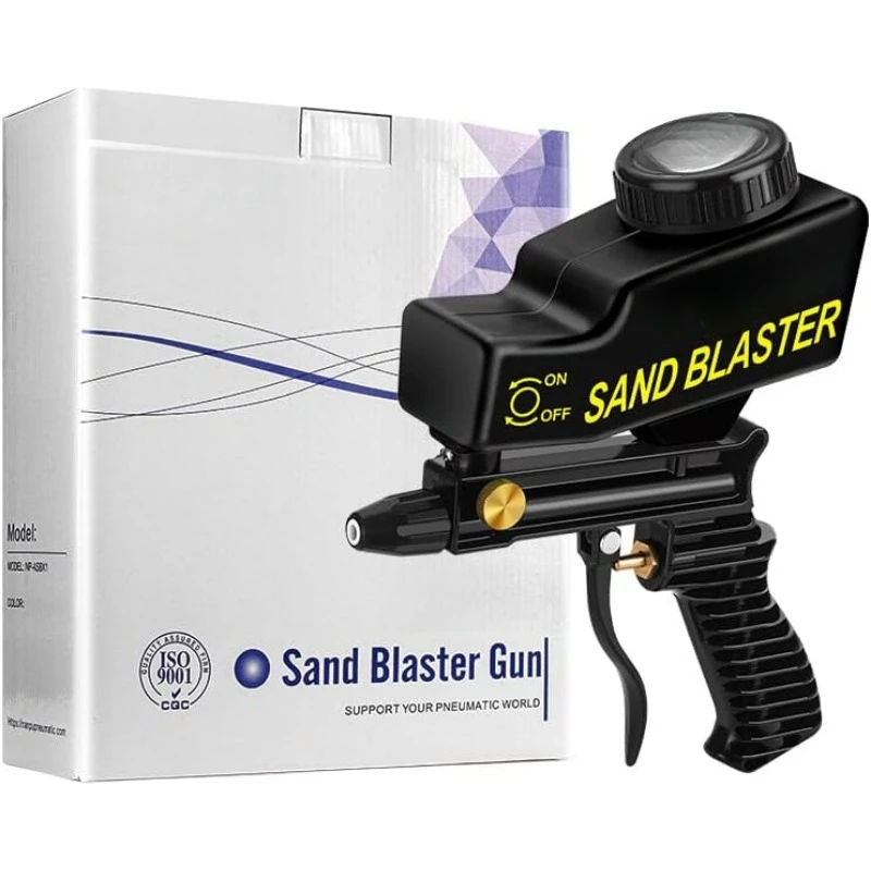 2025 Air Sand Blaster Gun with Gravity Feed   Rust Removal,  Sand, Walnut Shells, and Soda Blasting Applications