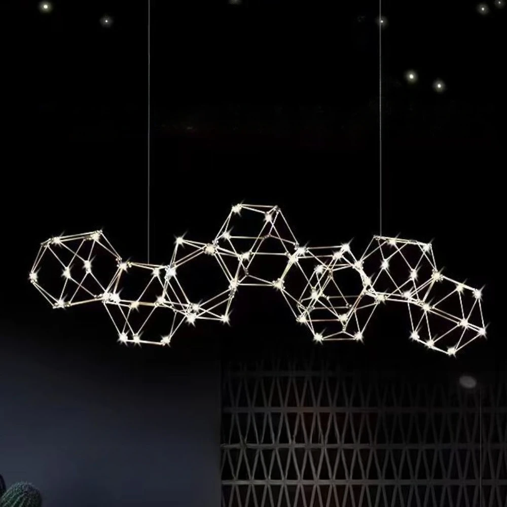Simple Starry Crystal Chandelier Dining Room Living Room Bedroom Bar Lamp Firefly Led Three-dimensional Chandelier Pendant Lamp