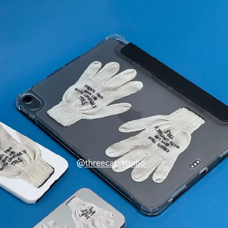 White Glove Korea ins Y2K Tablet Case For iPad Pro 11 13 M2 M4 M3 10.2 5/6th 7/8/9/10/11th Mini 6 7 Air 3 4 5 6 Stand Cover