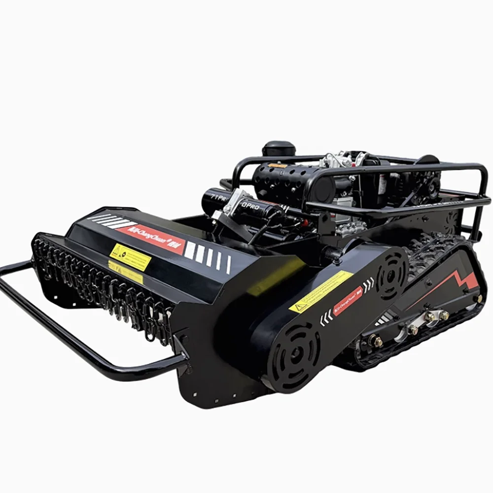 

85cm width Remote controlled hydraulic lifting tracked lawn mower, all terrain intelligent grass breaking and clearing machine