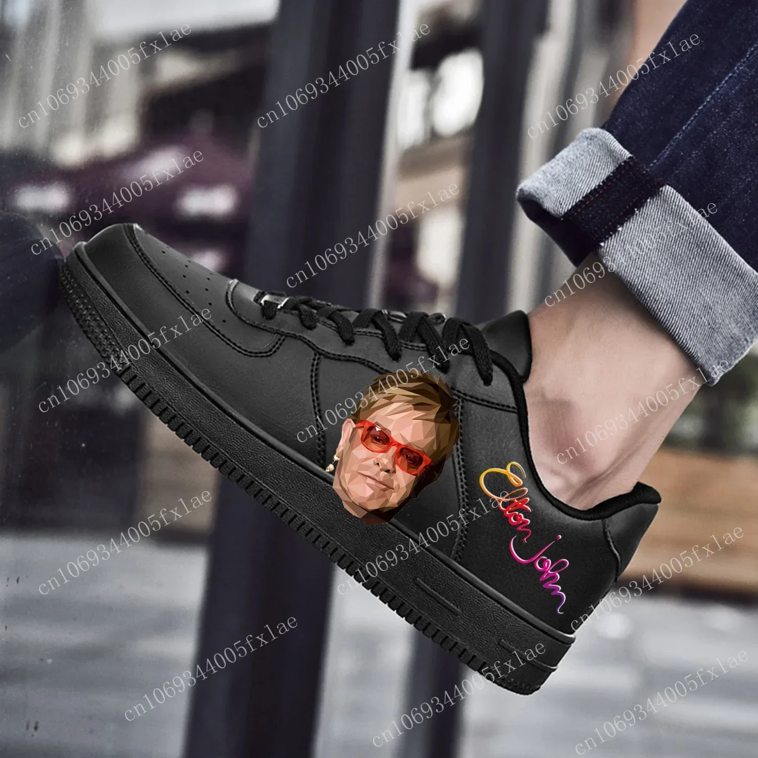 Elton John AF Basketball Mens Womens Sports Running High Quality Flats Force Sneakers Lace Up Mesh Customized Made Shoe Black