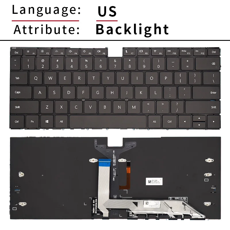 US UK Russian English Keyboard for Huawei EUL-W19 W19P W19D EUL-W29P W29 EUL-WX9 Matebook X 2020 Laptop Light Keycaps New