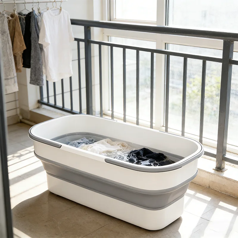 

Collapsible Mop Bucket, Portable Foldable Cleaning Basin with Handle for Home & Outdoor Use