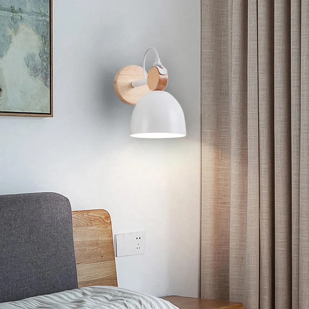 Imagem -06 - Nordic Wood Wall Light para Quarto Lâmpada de Cabeceira Candeeiro Moderno Decoração da Sala de Leitura Abajur Iluminação Doméstica E27