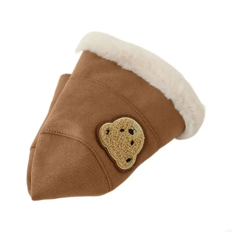 97BE Bear Baby Plush Bucket Hat Warm and Stylish Lambswool Fisherman Cap for Kid