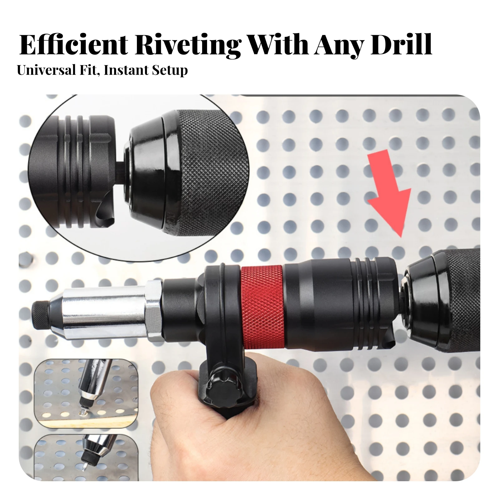 Electric Rivet Adapter Heavy-Duty Rivet Adapter with Side Handle Industrial-Strength Corrosion-Resistant for DIYers