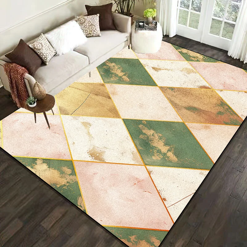 

Scandinavian Geometric Area Rug: Green Machine Washable Non-Slip for Living Room