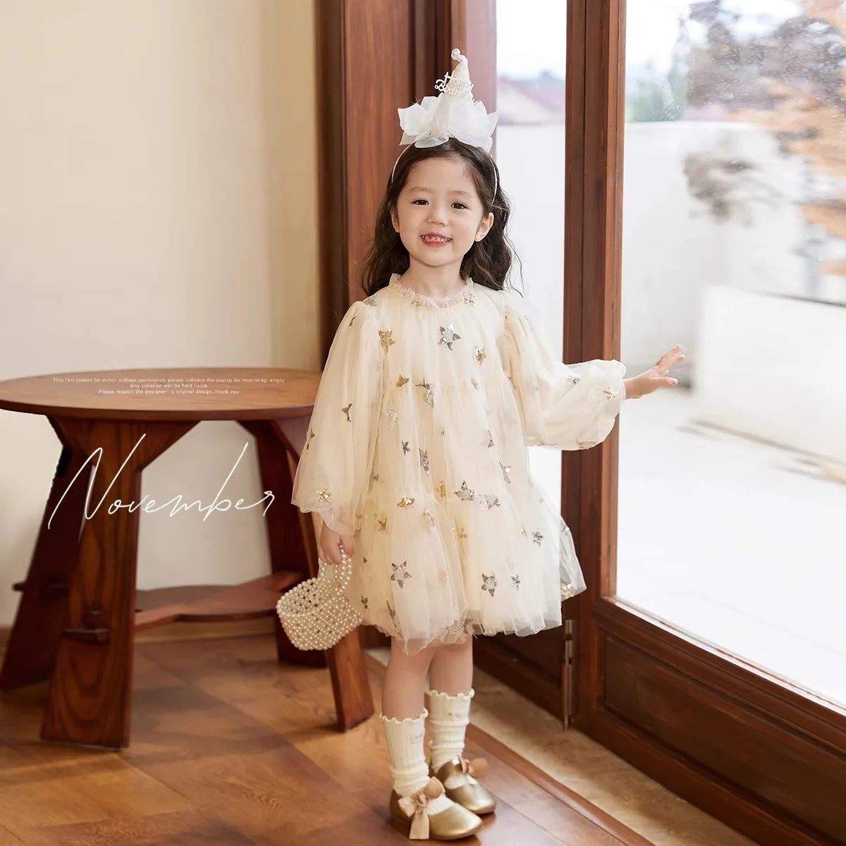 

2024 Fashion New Birthday Dress Girl Baby Autumn Dress New Star Puffy Dress Princess Cake Short Skirt Kids Clothes for Girls