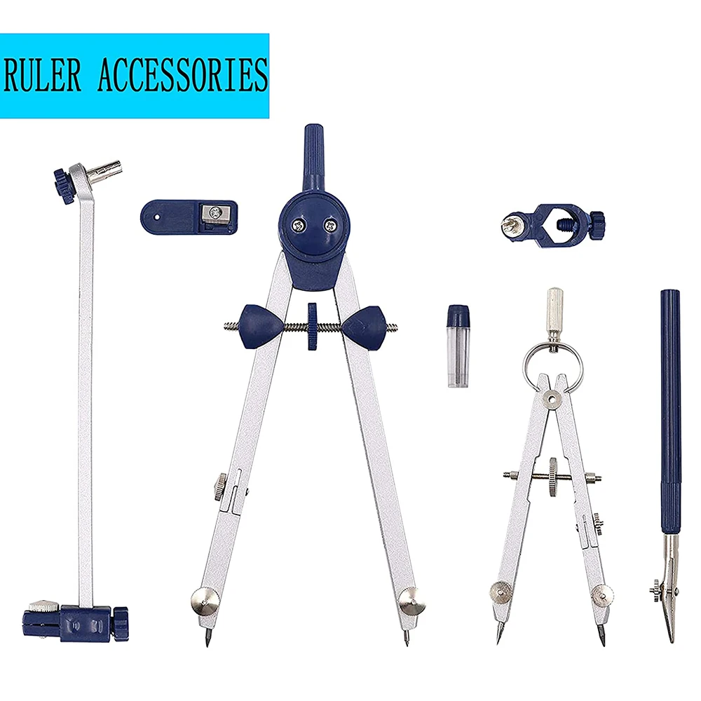 (A02R) 9Pc Drafting Compass for Geometry Set Tool Compass Drawing Tool for Geometry for Drafting, Math, Drawing, Engineer Tool