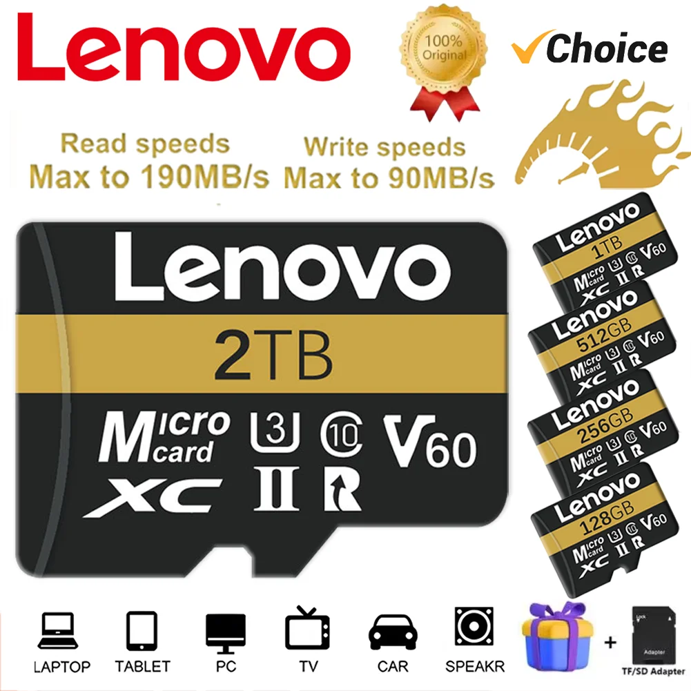 

Карта памяти Lenovo 2 ТБ 128 ГБ Class 10 V60 TF-карта 1 ТБ Mini SD-карта 512 ГБ Высокоскоростная Micro TF SD-карта 256 ГБ для коммутатора Nintendo