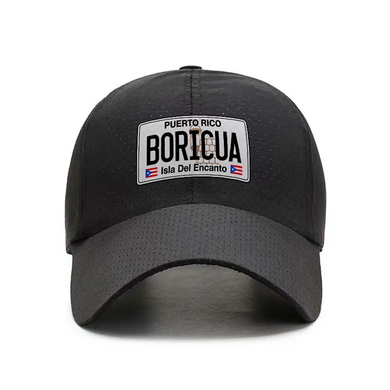 Puerto Rico Boricua Quick Dry Baseball Cap Black Adjustable Breathable Sun Hat for Travel Outdoor Sports