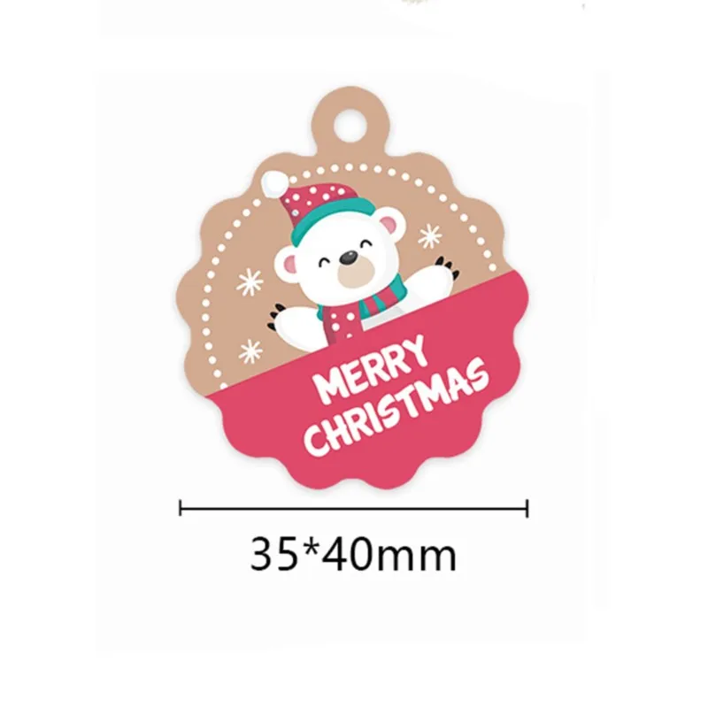 100Pcs Merry Christmas Gift Tags Santa Claus Snowman Xmas Tree Shape DIY Hang Tags with Rope New Year Party Gift Wrapping Labels